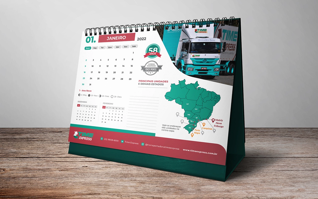 Time Express — Calendário de Mesa